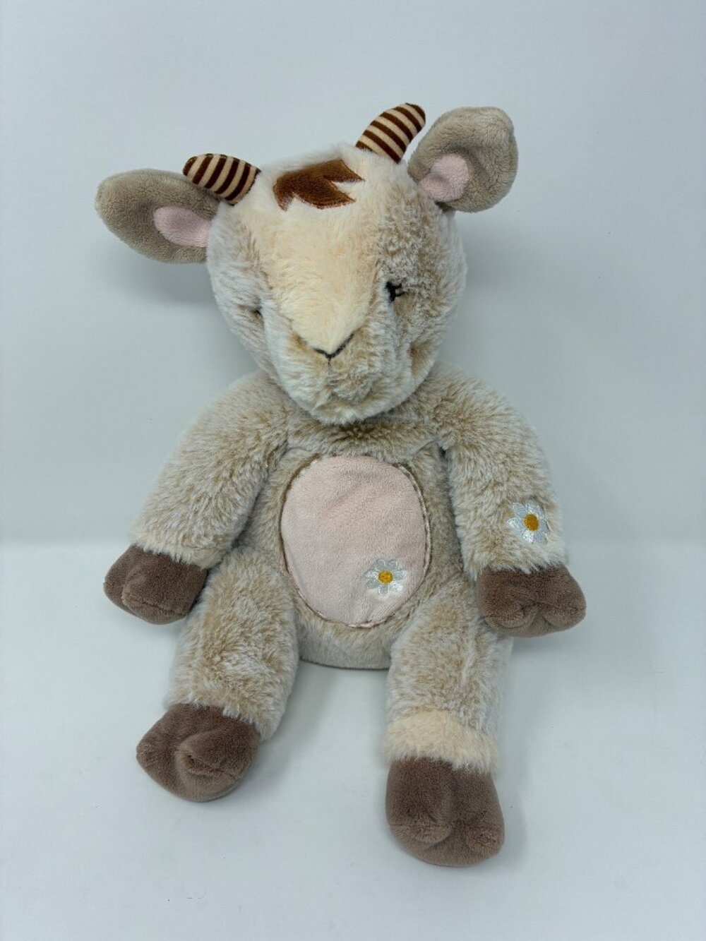 Douglas Baby Plush Goat Kid Cream Tan Daisy Stuffed Animal Striped Horns